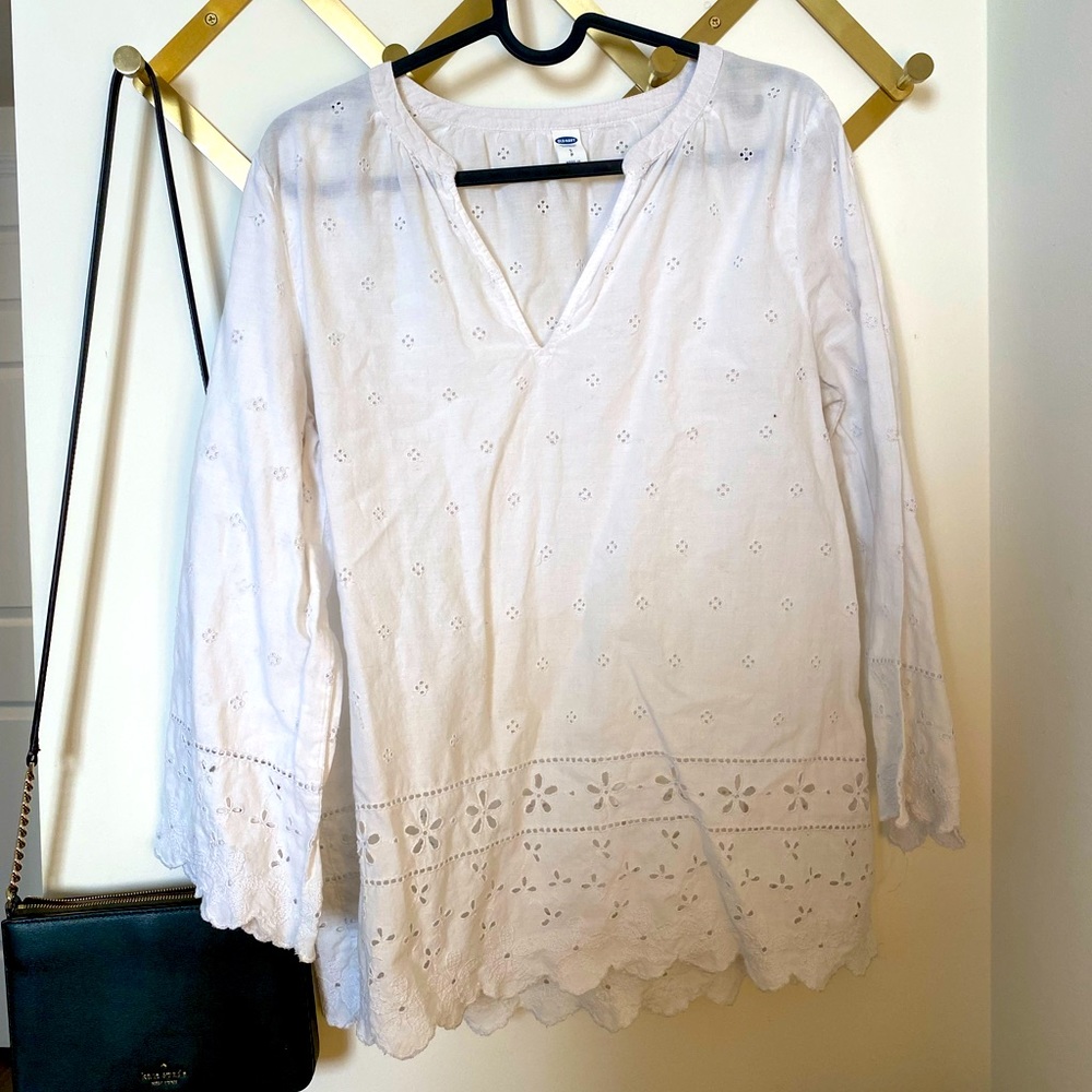 White eyelet top